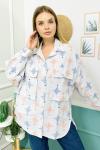 155555 Oversize Keten Karisimli Cepli Gomlek